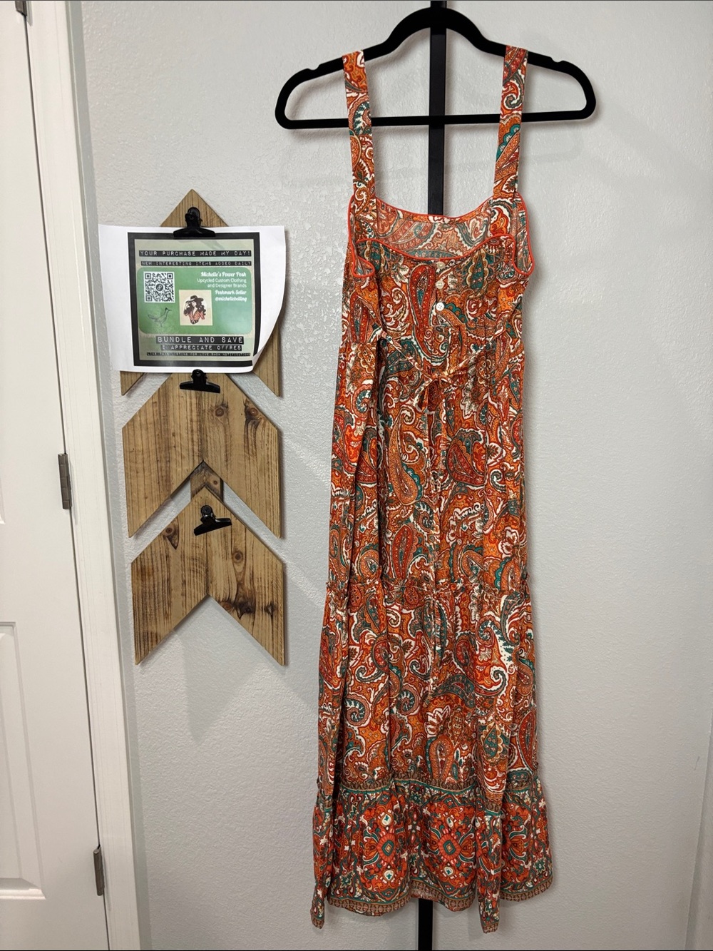 Band of the Free Rust Paisley Maxi Dress with Wide Straps 18-19” ptp Maxi sz L - Picture 2 of 5